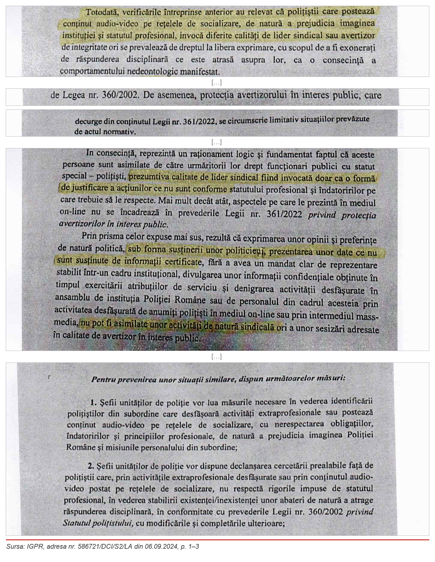 IGPR, adresa nr. 586721/DCI/S2/LA din 06.09.2024, p. 1–3