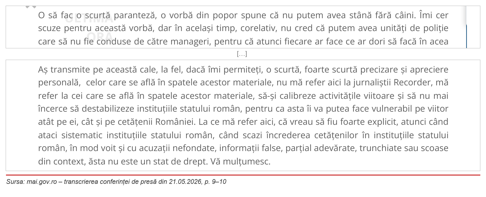 mai.gov.ro – transcrierea conferinței de presă din 21.05.2026, p. 9–10