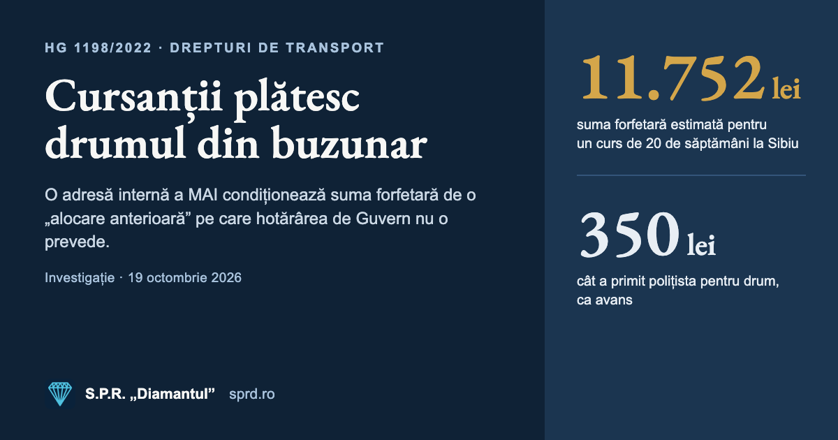 Coperta: Cursanții plătesc drumul din buzunar