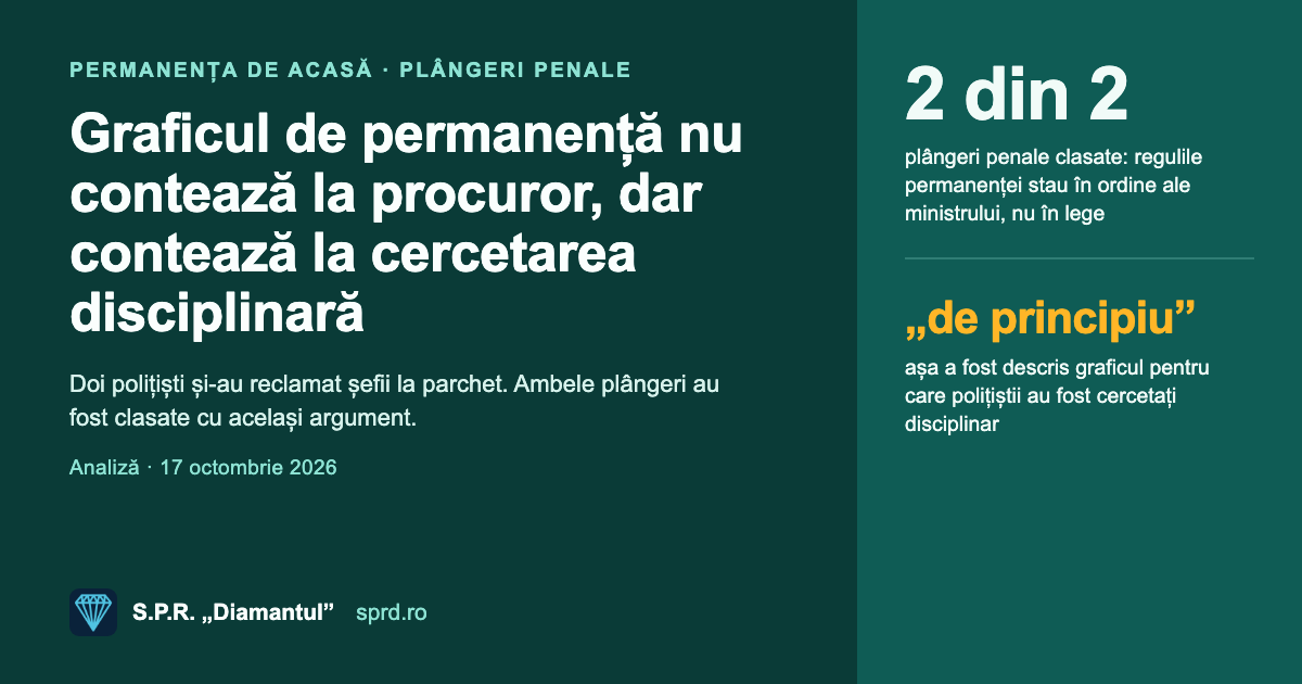 Coperta: graficul de permanență nu contează la procuror, dar contează la cercetarea disciplinară