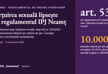 IPJ Neamț interzice în regulament doar hărțuirea morală. Hărțuirea sexuală a rămas pe dinafară Coperta: Hărțuirea sexuală lipsește din regulamentul IPJ Neamț