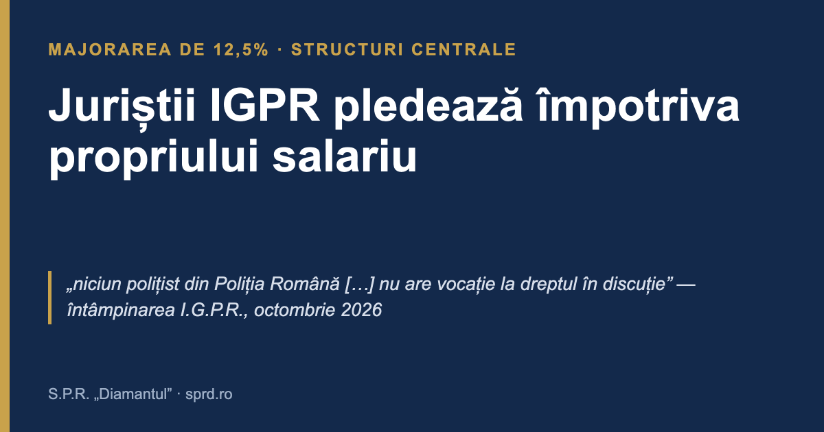 Juriștii IGPR pledează împotriva propriului salariu