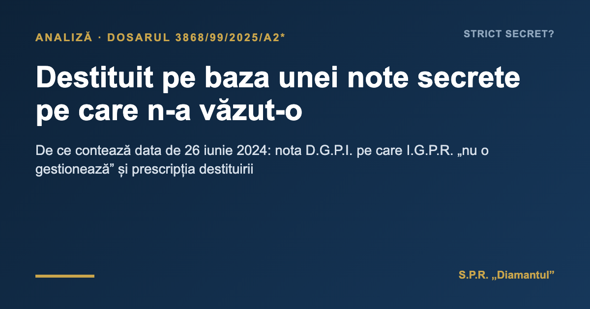 Destituit pe baza unei note secrete pe care n-a văzut-o