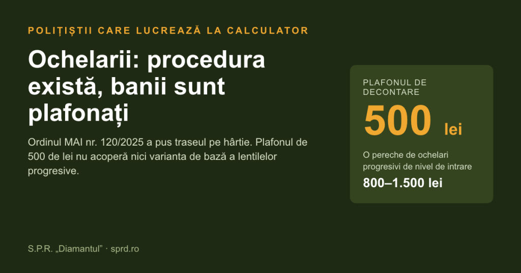 Coperta: Ochelarii polițiștilor – procedura există, banii sunt plafonați la 500 de lei