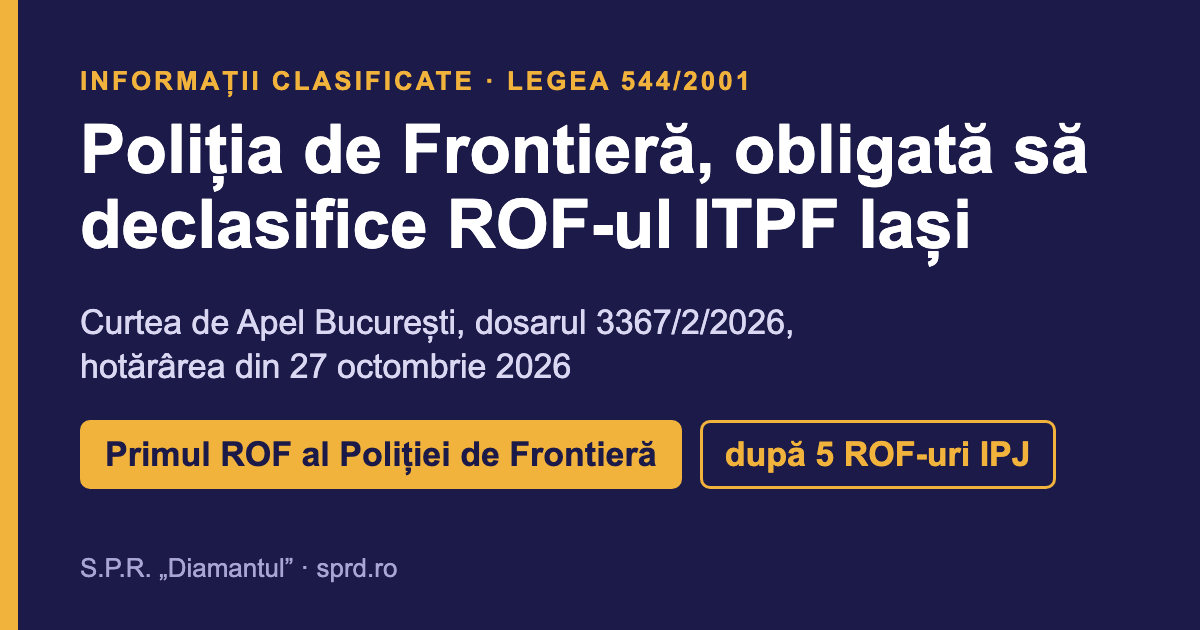 Poliția de Frontieră, obligată să declasifice ROF-ul ITPF Iași