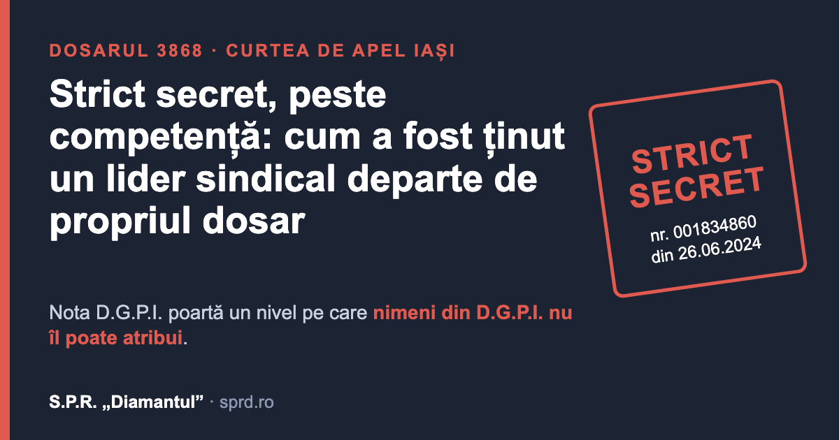 Strict secret, peste competență: cum a fost ținut un lider sindical departe de propriul dosar