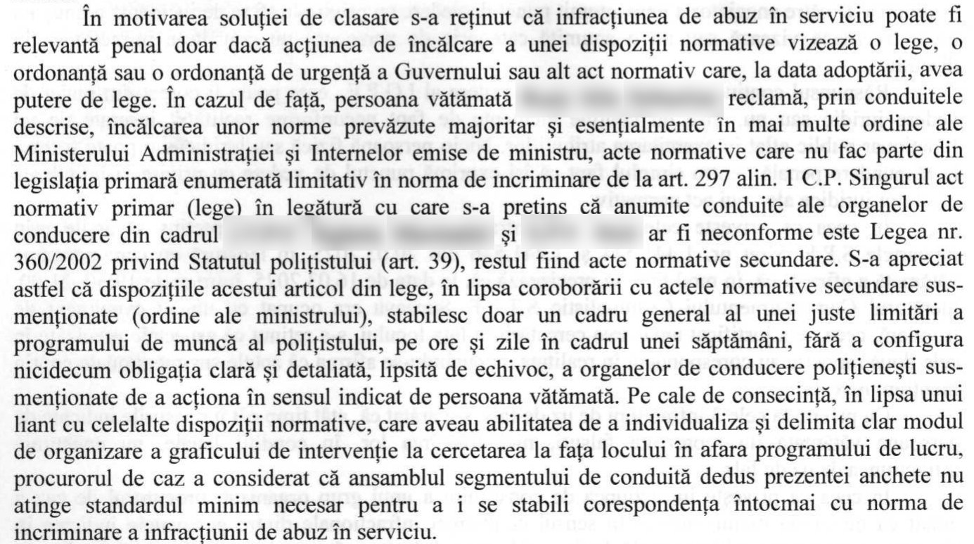 Fragment din încheierea Curții de Apel Suceava: motivarea clasării pentru abuz în serviciu