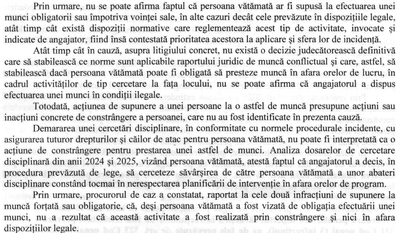 Fragment din încheierea Curții de Apel Suceava: motivarea clasării pentru supunere la muncă forțată