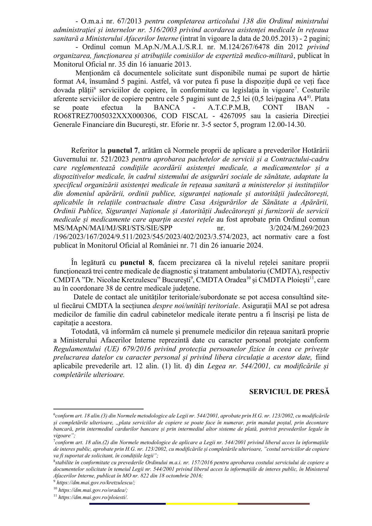 Răspunsul Ministerului Afacerilor Interne nr. 1753512 din 9 iulie 2026 la cererea S.P.R. „Diamantul” nr. 70, pagina 4 din 4