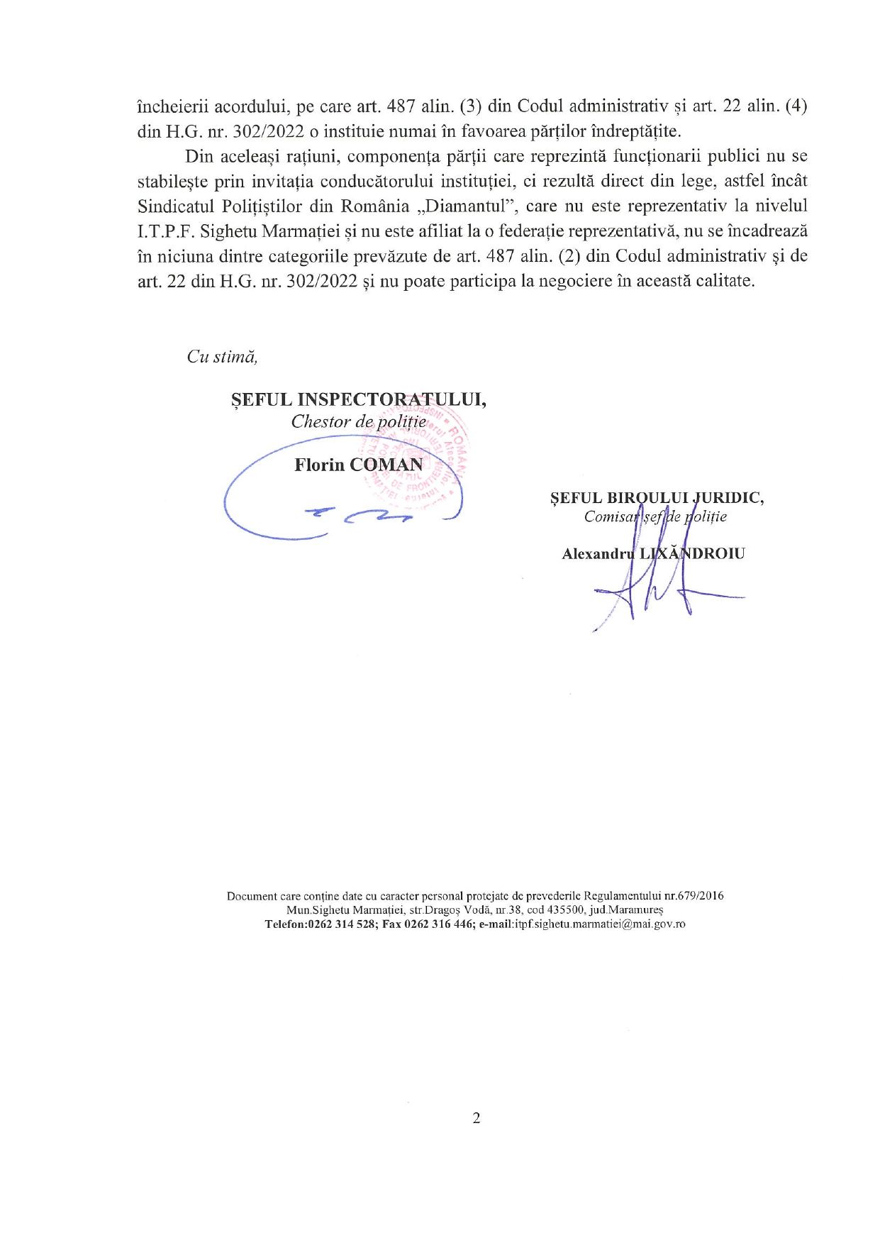 Răspunsul ITPF Sighetu Marmației nr. CR 3226396 din 26.10.2026, pagina 2